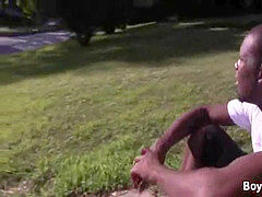 Interracial Naughty homosexual lovemaking in hard-core Video 16