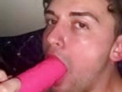 Olivia's cuck loves his pink dildo