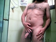 hairy latino shower jerk