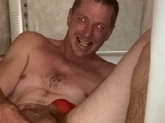 Sensual anal exploration in the bathroom