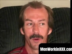 MenWorkinXXX.com - Mustached stud tugs his manhood rock hard before explosive jizz
