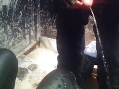 me pissing on 2 leather gays