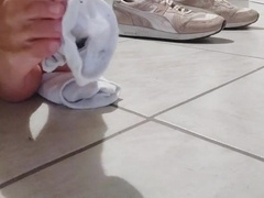 I flash my footwear and my stinky soles