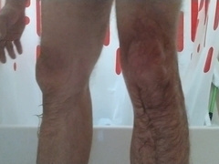 Steamy dude ravages himself in the douche with everything that comes to arm