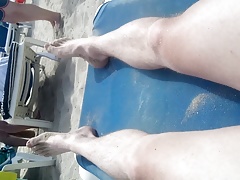 Taking a semi on busy Spanish beach in my speedos