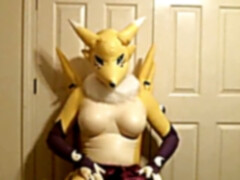 latex Renamon getting off