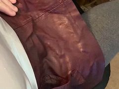 Office sissy plays with her clit