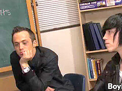 Metalhead goth youngster with kinky stud educator banging wildly