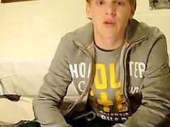 Slim young man jerks his rock hard dick