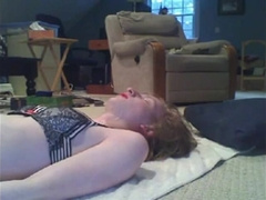 Sissy cums on self while dressed up5555