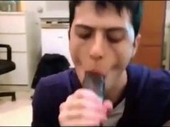 dude enjoys sucking a big black cock 2