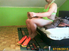 man in mind-blowing green swimsuit his gf