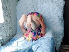 Plus-size blonde Shemale Ketty with a big bubble butt and ample curves