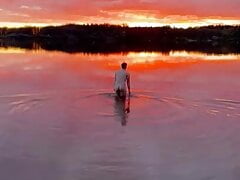 Cute Twink Gay teenager goes naked in the water