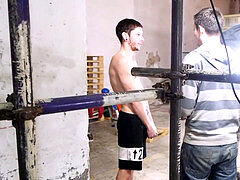 red-haired twink victim Avery Monroe endures spank and assfuck play