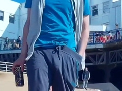Hands in Pants at The Beach Steps Shameless Male Adjustment Trackies Brit