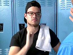 Mature gays having fun in the locker apartment