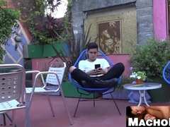 MachoIO.com - Youngster latino shoots a load after railing condom-free and deep throating