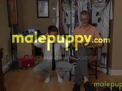 Jeff Drizzle wanks his cock while his stepdad Richard Lennox LICKS HIS EAR