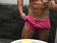 hot bulgarian twink asen posing six pack abs flexing