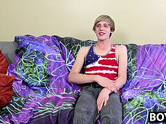 youngster jacking off after the interview and wailing all alone