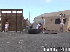 Hot army hunks fucking hard outdoor in this sexy orgy
