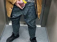 Wanking at elevator