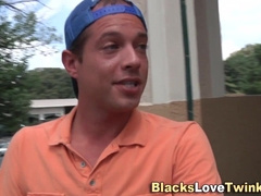 Watch as two horny black guys share a hot load in a steamy threesome