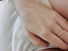 Playing and cumming in Shadowline nylon camisole and briefs