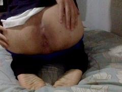 Handsome twink strips down and fingers ass