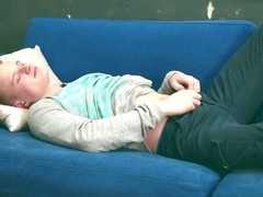 Light-haired teen Jacob O strokes his big cock like a pro