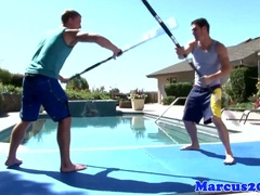 Bumder bottom jock booty-fucked outdoors