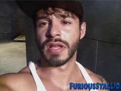 Giant buff boy asslicking studs butt