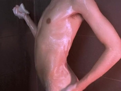 Cock-Squeezing Youngster Super-Steamy Assets Taking a Douche