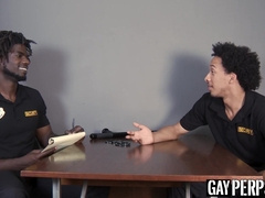 Muscle security officer ass drills gay guy after sensual BJ