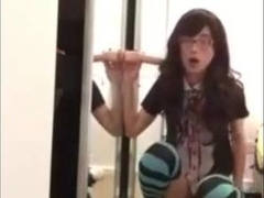 Crossdressing schoolgirl fucks and sucks 8