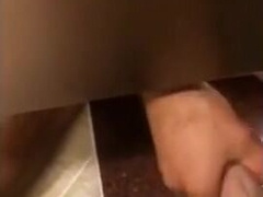 Small-Cock Man Masturbating in a Public Restroom