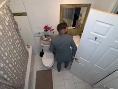 Wooly biz guy receives off the hook soles rubdown therapy and gets rigid..