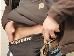 Johnholmesjunior in after work solo jerk off show with huge cum load