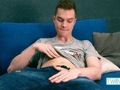 Horny teen Ethan milks his meatpipe until he shoots a sticky load