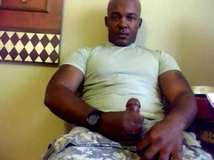 Beefy Black Soldier Jerks Off & Cums 7
