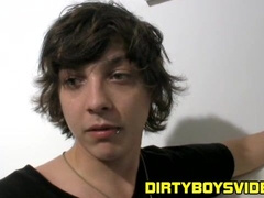 Skinny long haired teen masturbating and teasing his dick