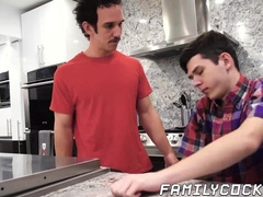 Kinky stepfather barebacks twink and cums on his cute face