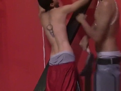 Hot submissive teen 18+ twink gay bdsm bondage whipping by black