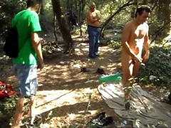 Young twunk drilling in deprived park