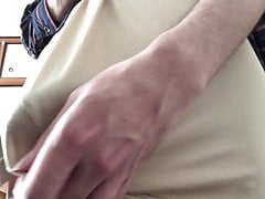 Japanese curved cock erection under a thin cloth