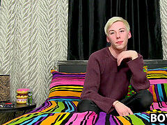 Solo youngster Jax Marnell boinks bum with toy and wanks cock