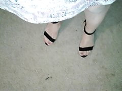 Nylon walk in heels