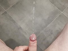 A lot of cum on bathroom floor - huge cumshot