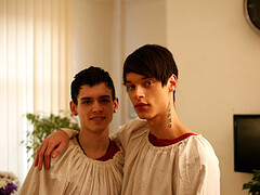 Horny choir boys fuck in the ass and share astounding views